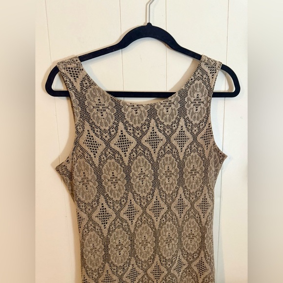 HARLOW Vintage Pullover Dress SZE 10 Tan Lace over Black Bodice Party or Formal - Picture 2 of 7